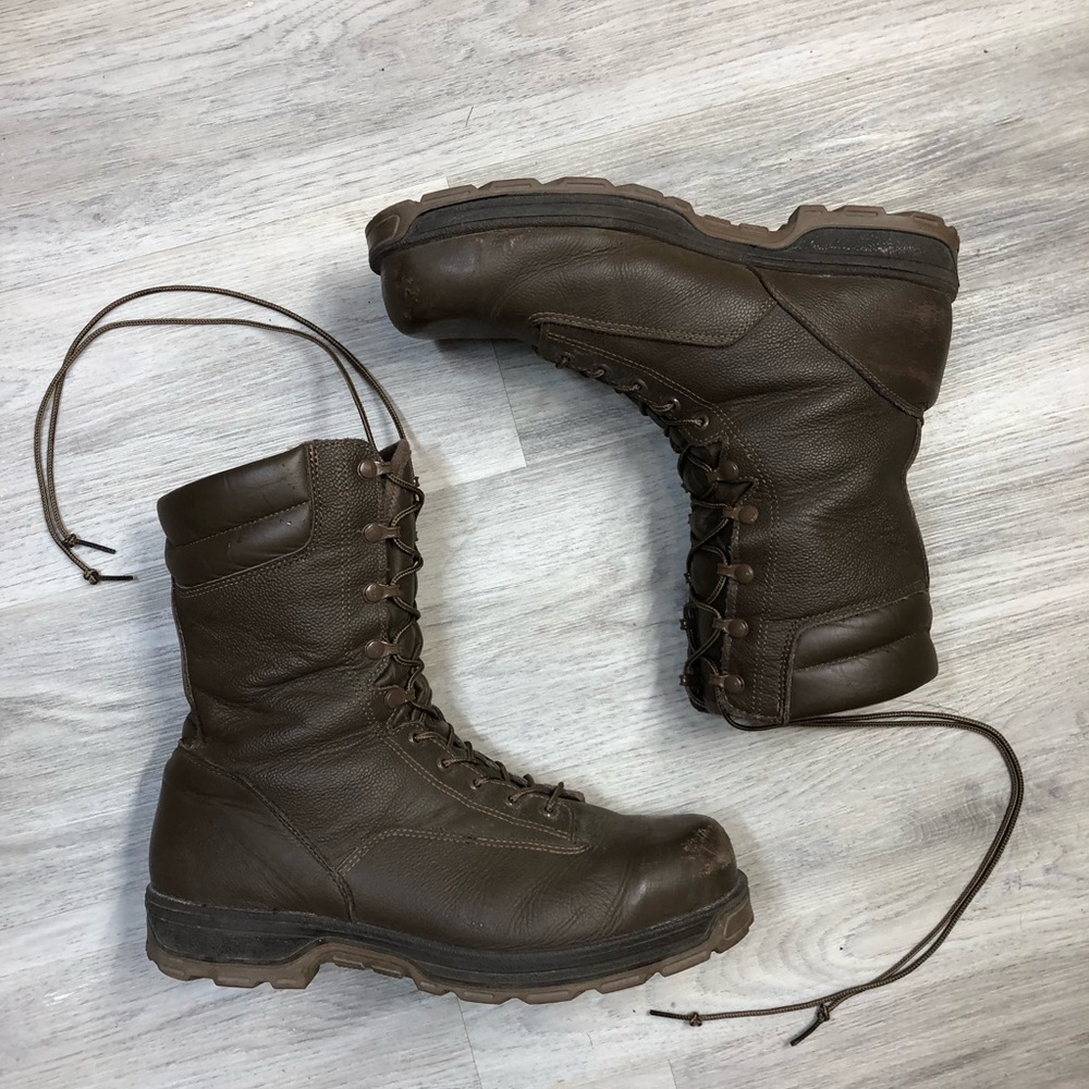 Men's Brown Leather Military Lace-Up Tactical Boots